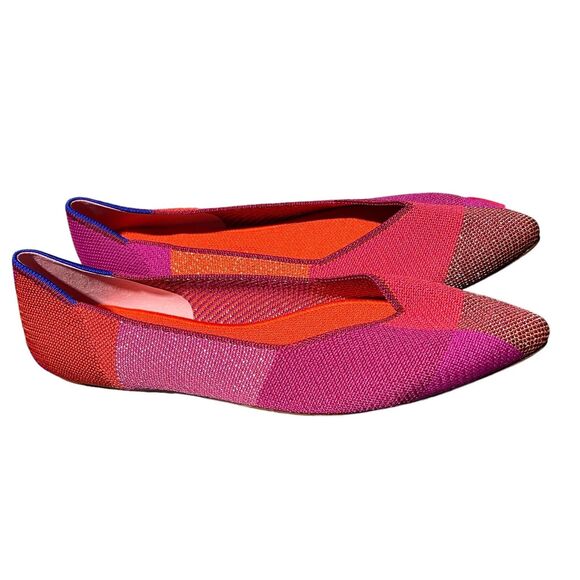 Rothys Flats Womens 12.5 Pink Point Knit Metallic Pomegranate Patchwork Colorful - Picture 13 of 15